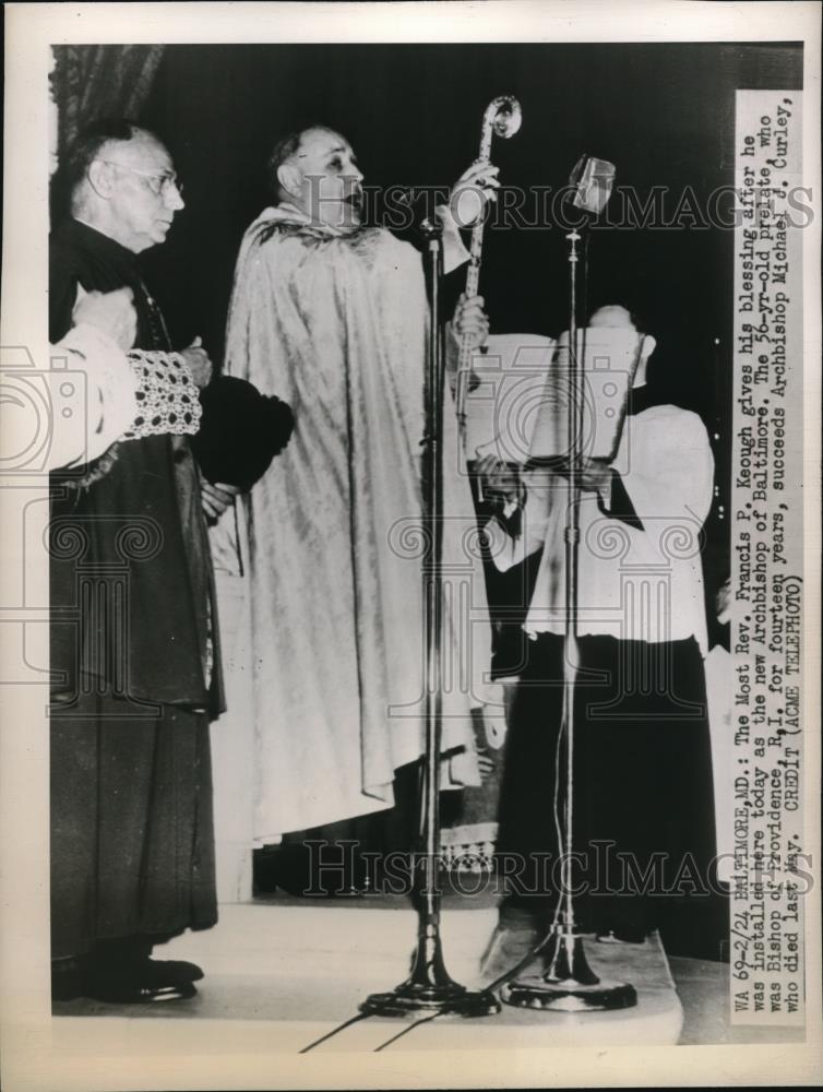 1948 Press Photo The most Rev. Francis P. Keough gives his blessing - Historic Images