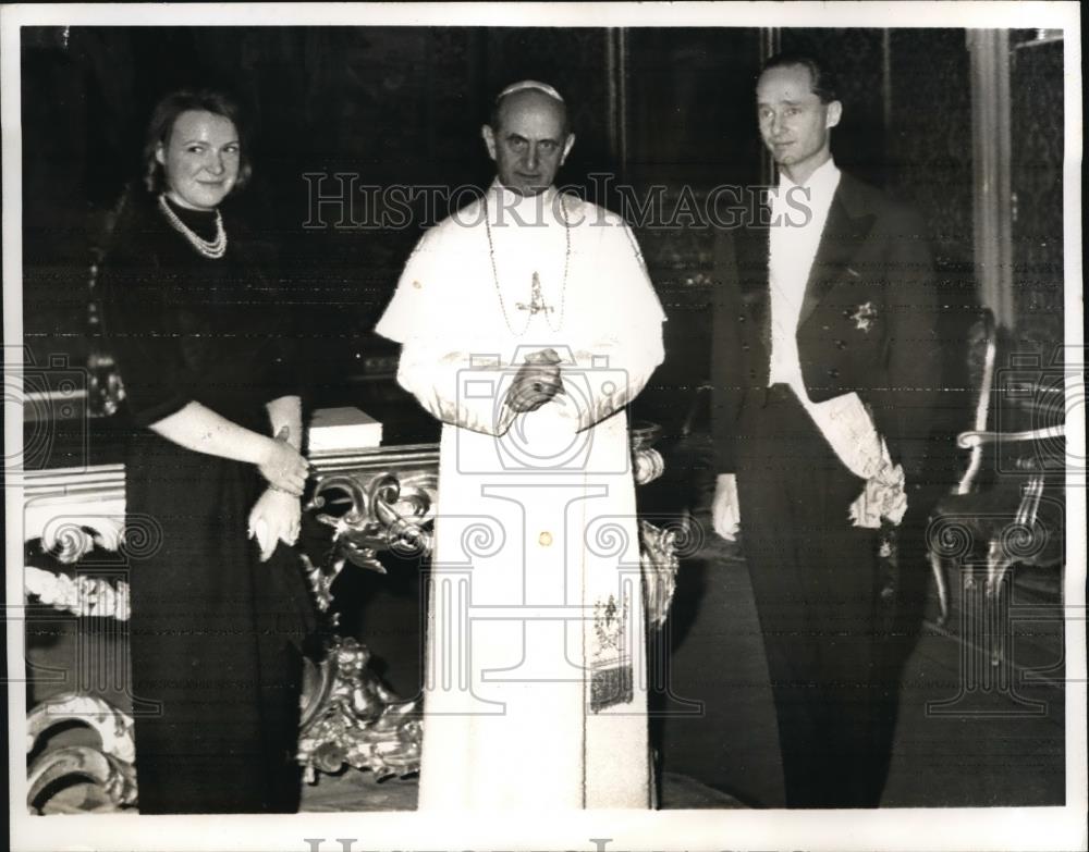 1964 Press Photo Princess Irene of Netherlands, Pope Paul VI, Prince Don Carlos - Historic Images