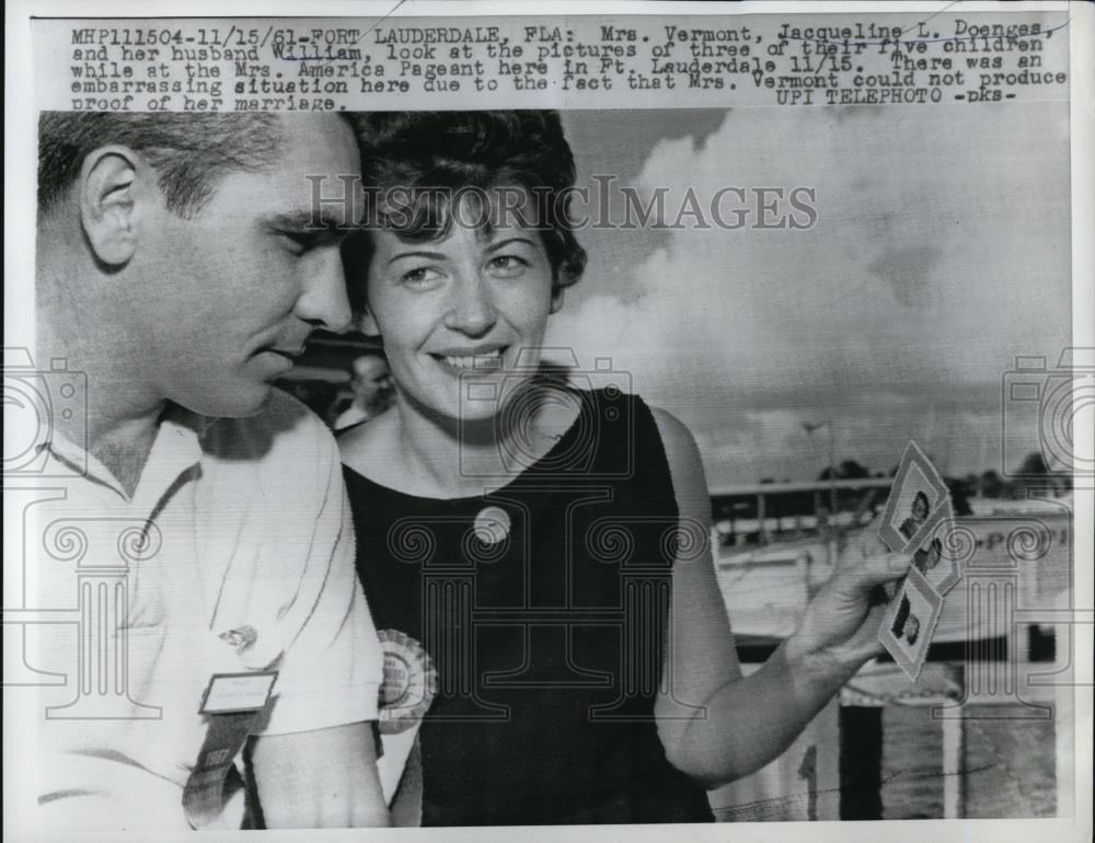 1961 Press Photo Fort Lauderdale Fla Mrs Vermont, Jacqueline L Doenges and her - Historic Images