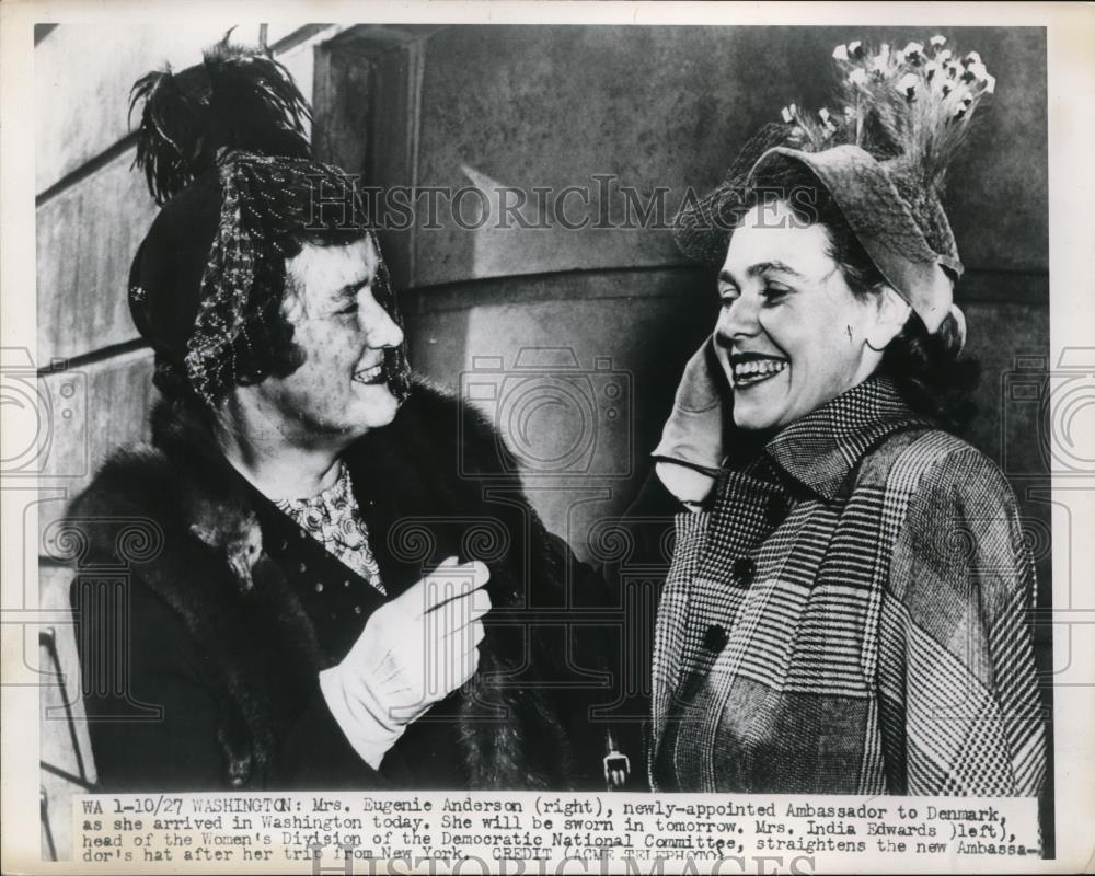 1949 Press Photo Mrs. Eugenie Anderson Meets Mrs. India Edwards - Historic Images