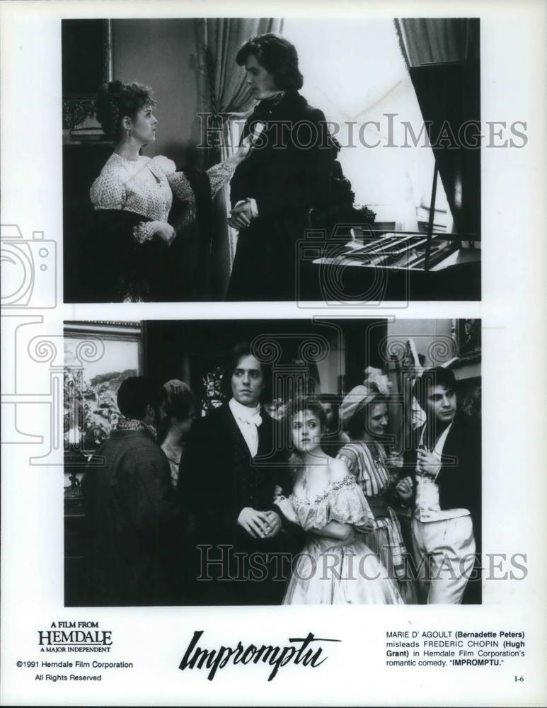 1991 Press Photo Bernadette Peters Hugh Grant In Impromtu - cvp18896 - Historic Images