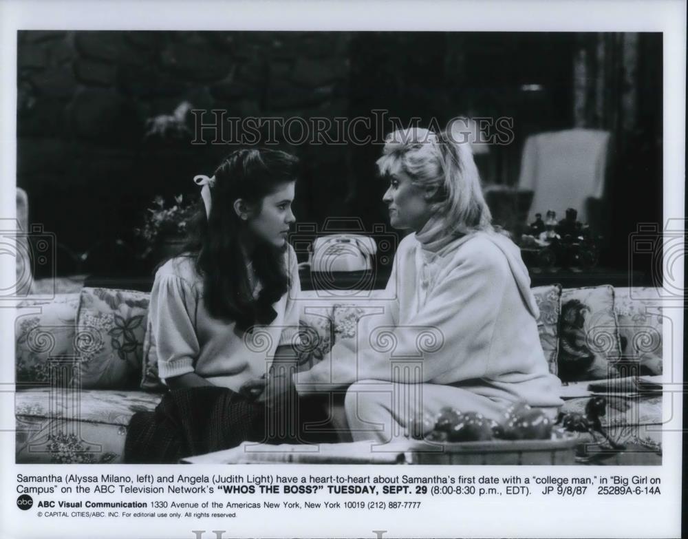 1987 Press Photo Judith Light and Alyssa Milano in Who&#39;s the Boss - cvp19101 - Historic Images