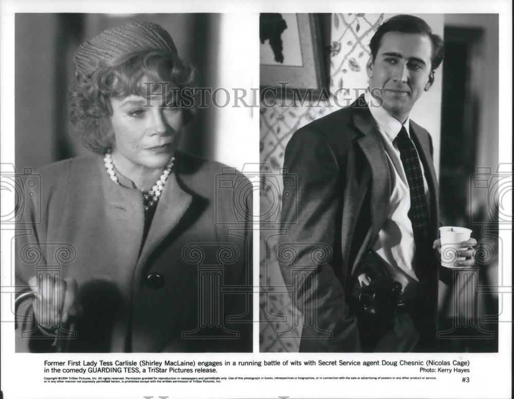 1994 Press Photo Nicolas Cage & Shirley MacLaine in Guarding Tess - cvp10477 - Historic Images