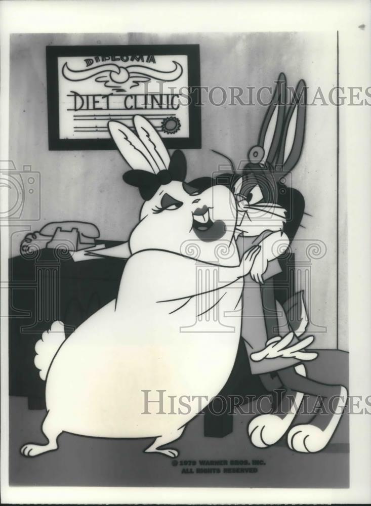 1984 Press Photo Bugs Bunny and Millicent on The Bugs Bunny Thanksgiving Diet - Historic Images