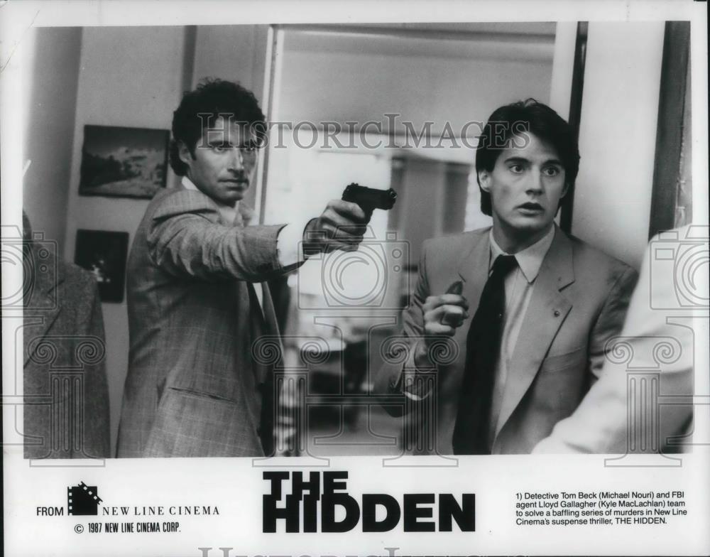 1988 Press Photo Michael Nouri and Kyle MacLachlan in The Hidden - cvp15895 - Historic Images