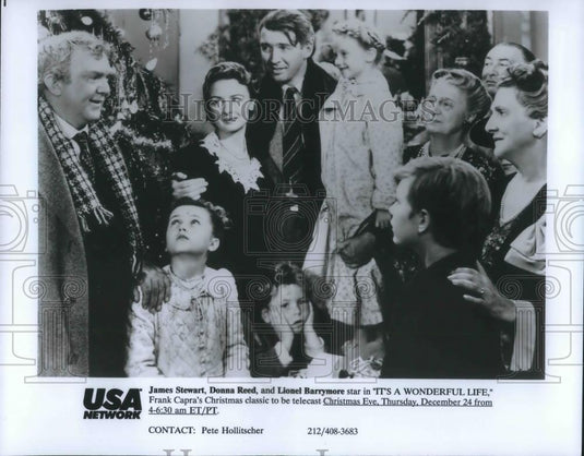 1993 Press Photo James Stewart Donna Reed Lionel Barrymore It's A Wonderful Life - Historic Images