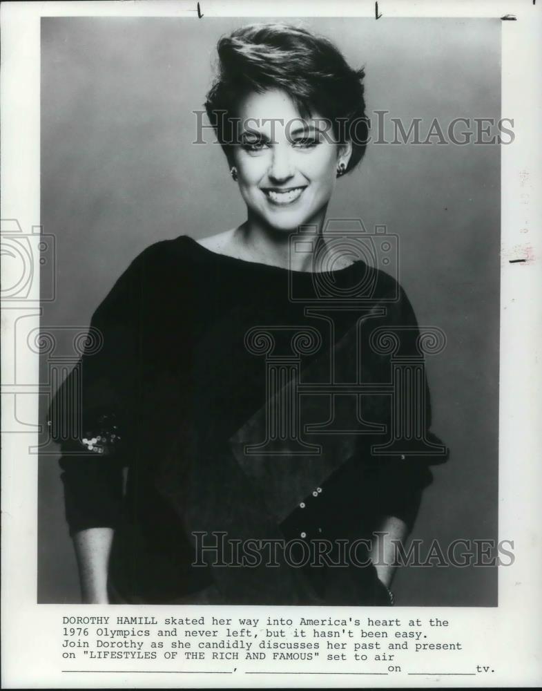 1985 Press Photo Dorothy Hamill Olympic Figure Skater on Lifestyles Rich Famous - Historic Images