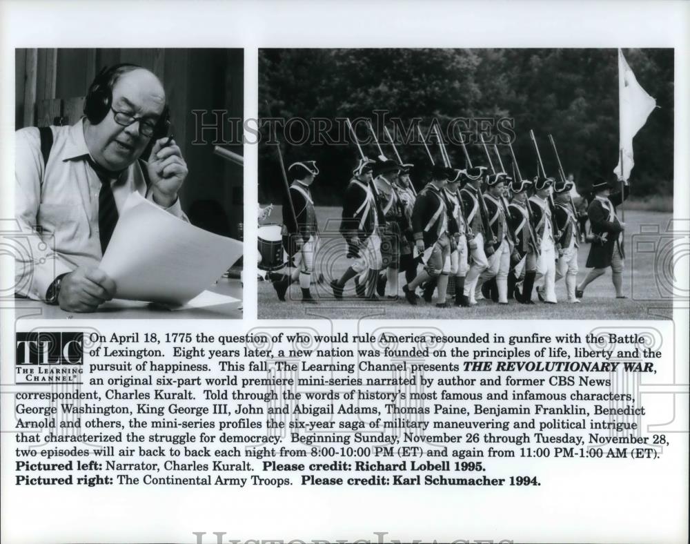 1995 Press Photo Charles Kuralt Narrator Author of The Revolutionary War Special - Historic Images