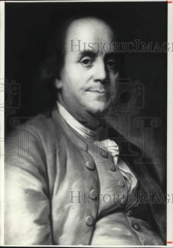 1987 Press Photo Pastel Portrait of Benjamin Franklin - cvp12979 - Historic Images
