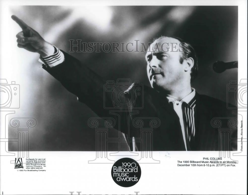 1990 Press Photo Phil Collins on the 1990 Billboard Music Awards - cvp03585 - Historic Images