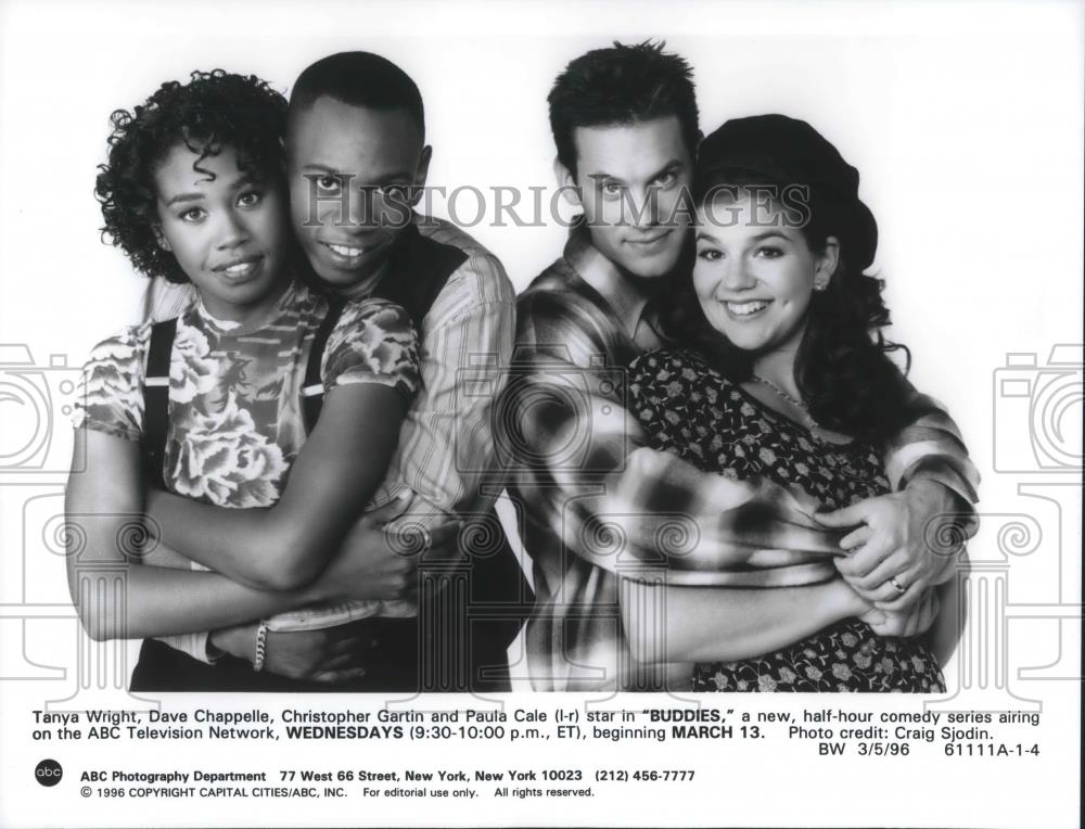 1996 Press Photo Tanya Wright, Dave Chappelle &amp; Paula Cale in Buddies - Historic Images