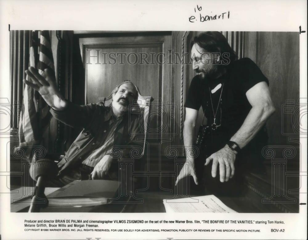 1990 Press Photo Brian De Palma and Vilmos Zsigmond Bon Fre Of The Vanities - Historic Images