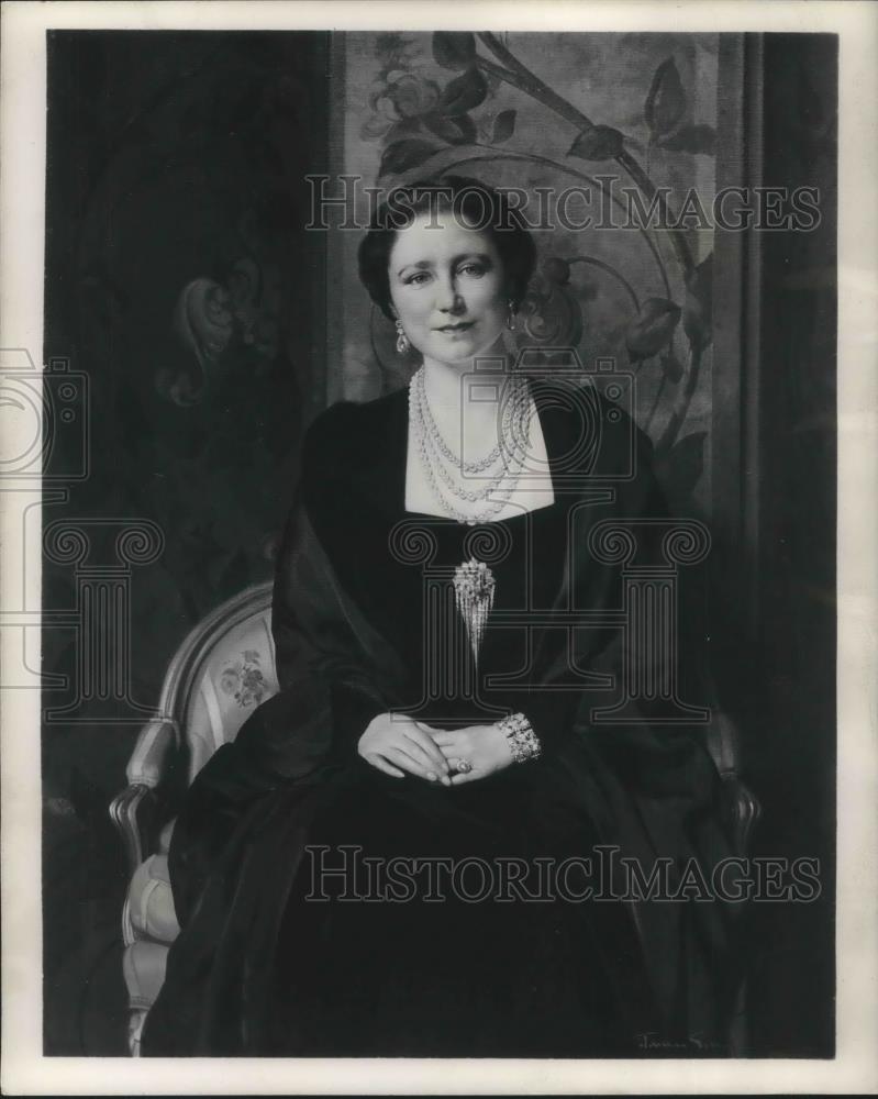 1946 Press Photo Painting of Queen Elizabeth by James Gunn Barrister Robe - Historic Images
