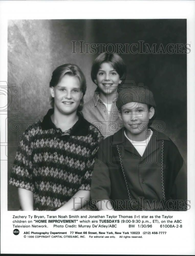 1996 Press Photo Ty Bryan, Taran Noah Smith & Jonathon Taylor Thomas Home Improv - Historic Images