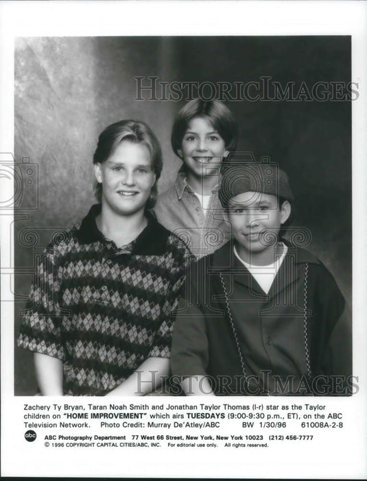 1996 Press Photo Ty Bryan, Taran Noah Smith & Jonathon Taylor Thomas Home Improv - Historic Images