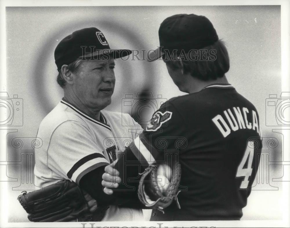 Press Photo Feller with Dave Duncan Cleveland Indians - cvp18430 - Historic Images