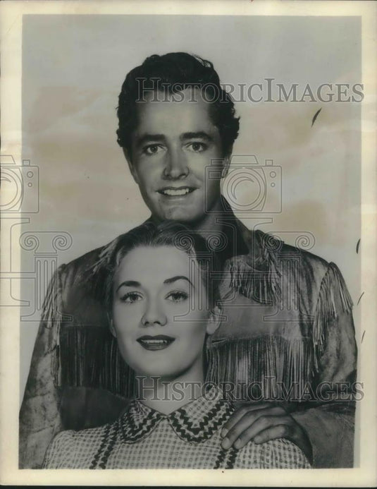 1956 Press Photo John Derek and Marcia Henderson in Black Jim Hawk - cvp03344 - Historic Images