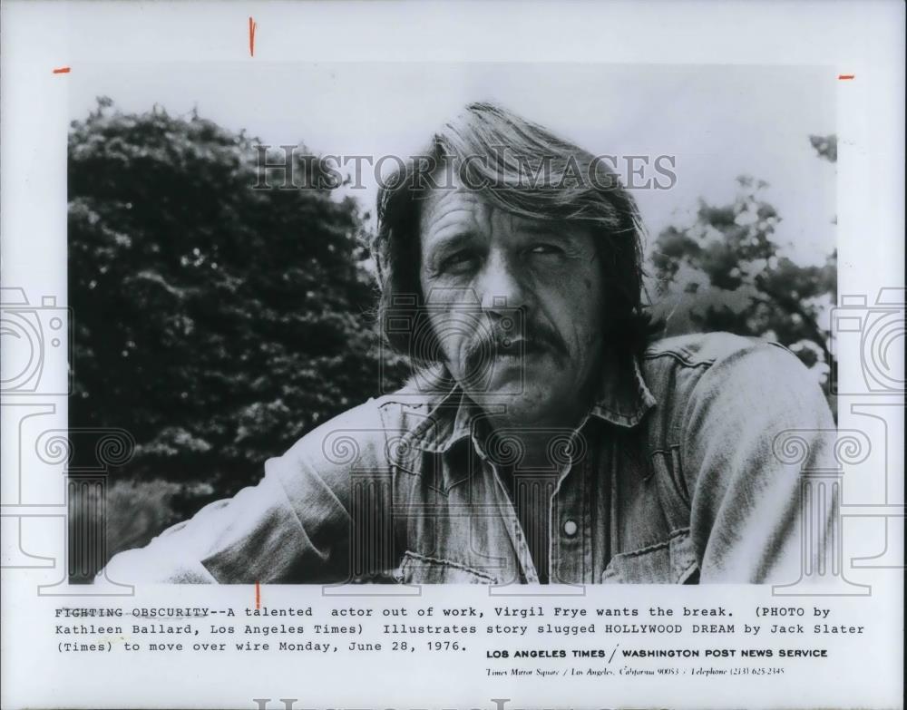 1976 Press Photo Out of work actor Virgil Frye wants a break - cvp15809 - Historic Images