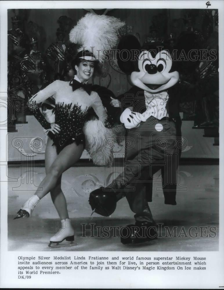 1984 Press Photo Linda Fratianne Olympic Silver Medalist With Mickey Mouse - Historic Images