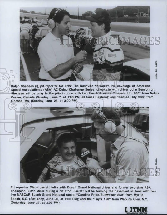 Press Photo Ralph Sheheen & Glenn Jarrett Reports for TNN Racing - cvp11178 - Historic Images