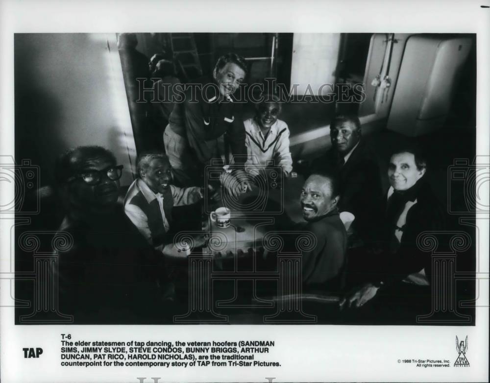 1986 Press Photo Sandman Sims, Jimmy Slyde, Steve Condos, Bunny Briggs in Tap - Historic Images