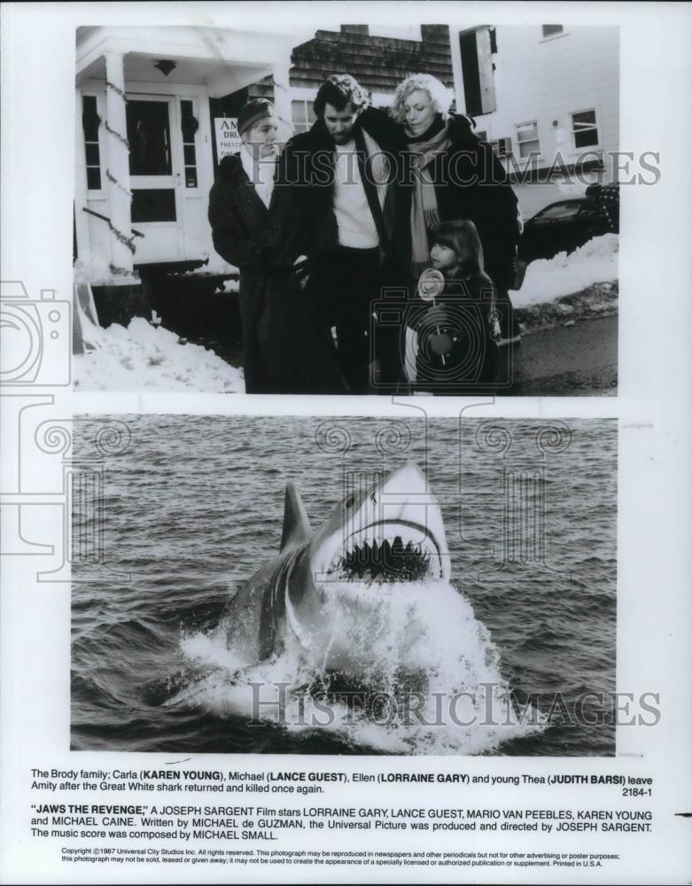 1987 Press Photo Karen Young Lance Guest and Judith Barsi in Jaws the Revenge - Historic Images