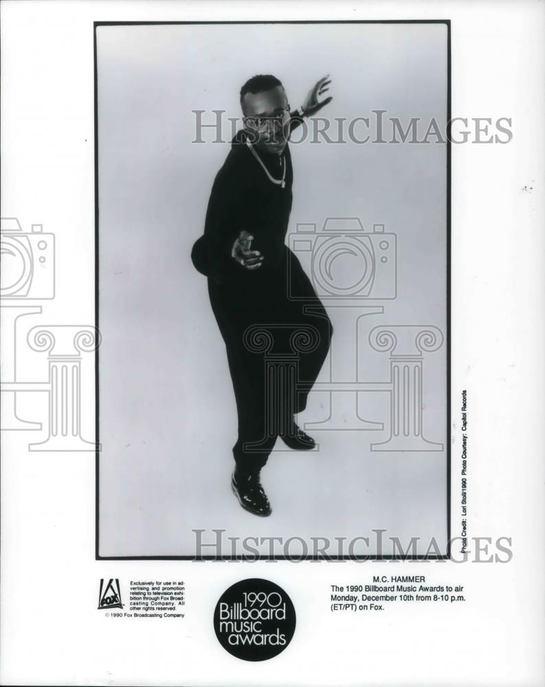 1990 Press Photo M.C. Hammer Hip Hop Rapper Dancer Billboard Music Awards - Historic Images