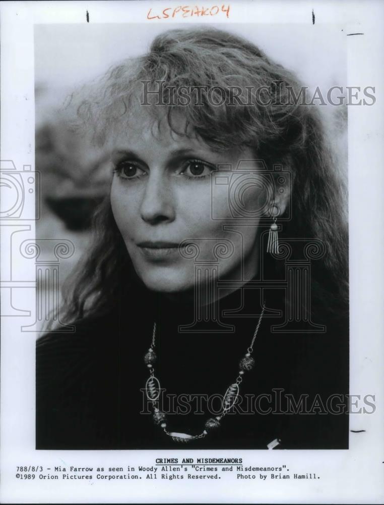 1989 Press Photo Mia Farrow in Crimes & Misdemeanors - cvp12590 - Historic Images