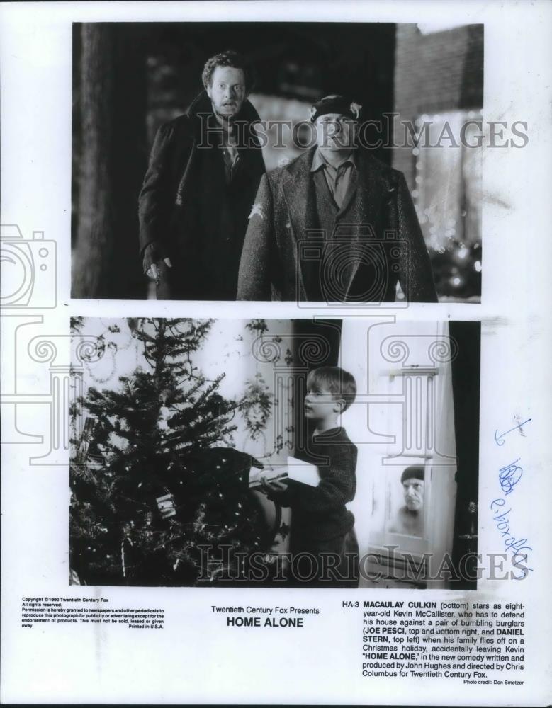 1990 Press Photo Joe Pesci, Macauley Culkin &amp; Daniel Stern in Home Alone - Historic Images