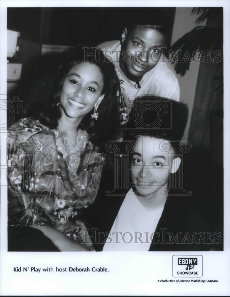 1990 Press Photo Kid N Play with Deborah Crable host of Ebony Jet Showcase - Historic Images