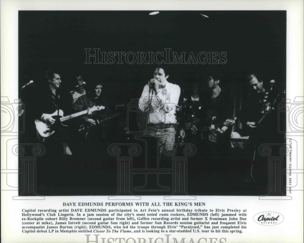 1990 Press Photo Dave Edmunds Performing with All the King&#39;s Men - cvp06630 - Historic Images