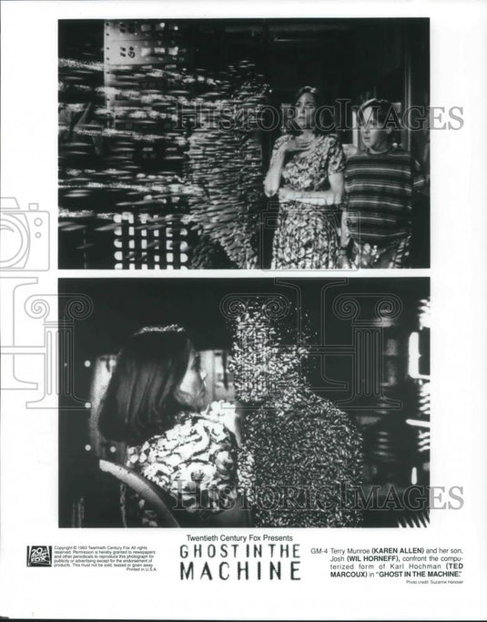 1995 Press Photo Karen Allen and Wil Horneff star in Ghost in the Machine - Historic Images