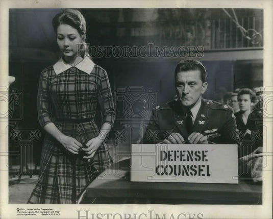 1961 Press Photo Christine Kaufmann and Kirk Douglas in Town Without Pity - Historic Images