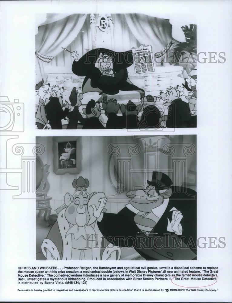 1986 Press Photo Professor Ratigan and Mouse Queen in The Great Mouse Detective - Historic Images