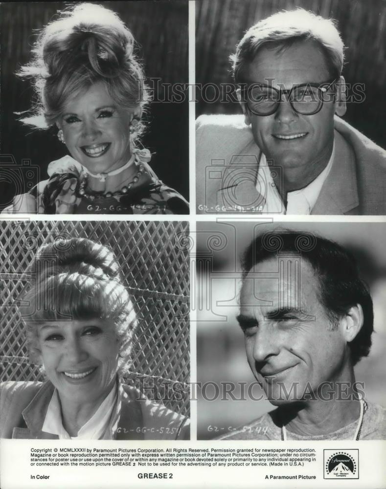 1982 Press Photo Connie Stevens Tab Hunter Sid Caesar Eve Arden in Grease 2 - Historic Images