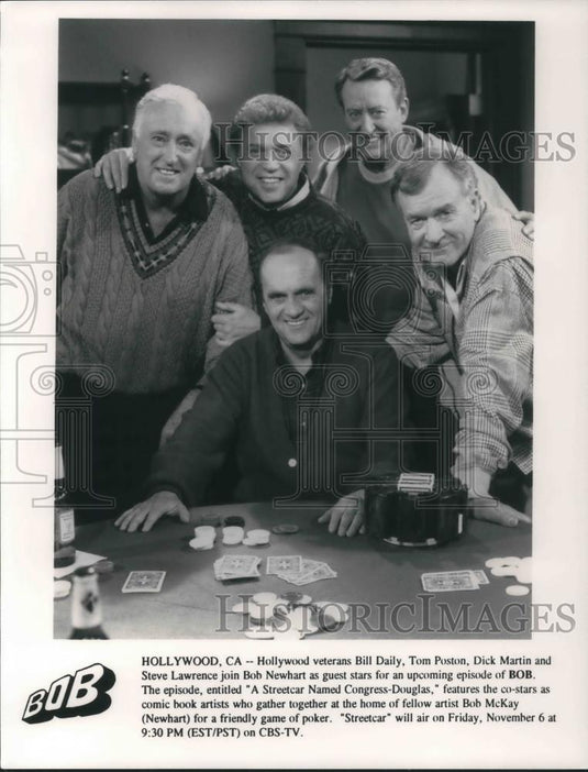 Press Photo Bill Daily Tom Poston Dick Martin Steve Lawrence on Bob TV Show - Historic Images