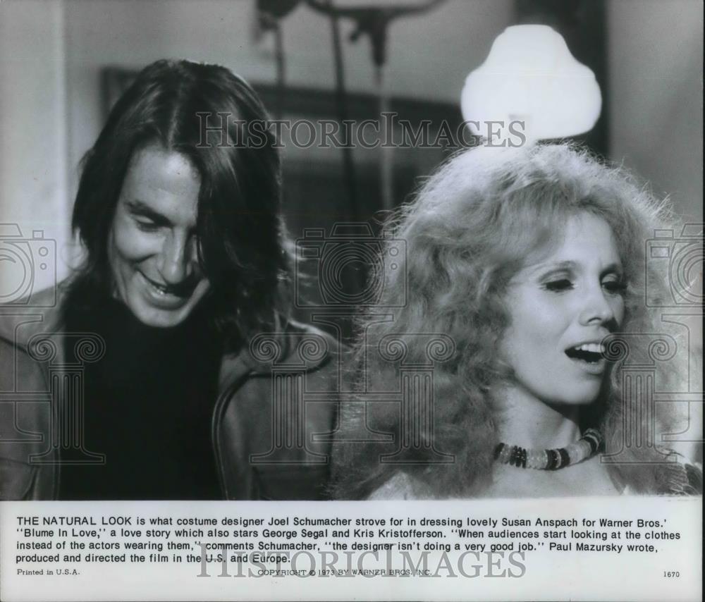1973 Press Photo Susan Anspach and Joel Schumacher on set of Blume in Love - Historic Images