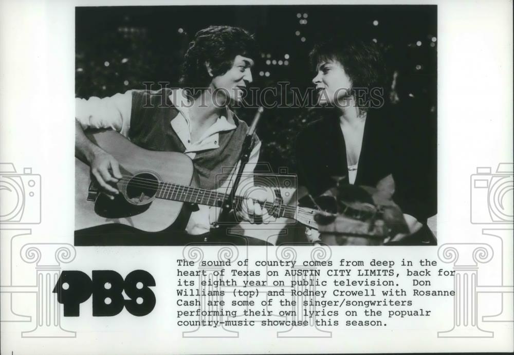 1986 Press Photo Rodney Crowell and Rosanne Cash on Austin City Limits PBS - Historic Images