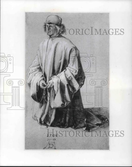 1971 Press Photo Albrecht Durer 1506 Drawing Kneeling Donor Art Exhibition - Historic Images