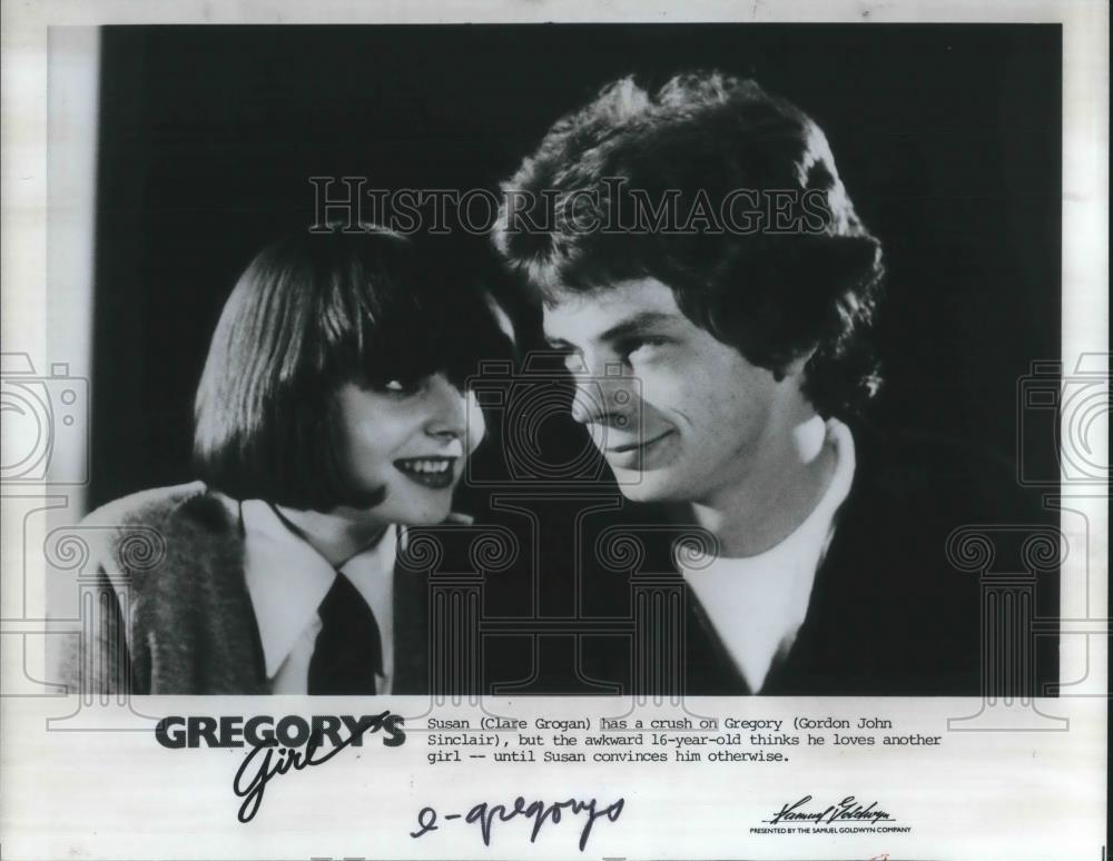 1982 Press Photo Clare Gorgan and Gordon John Sinclair in Gregory&#39;s Girl - Historic Images
