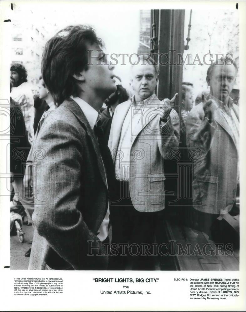 1988 Press Photo James Bridges Director Michael J. Fox Bright Lights Big City - Historic Images