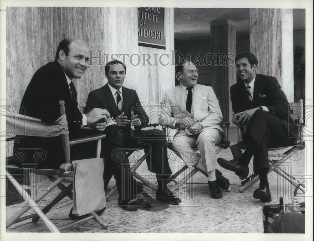1986 Press Photo Joe Garagiola, John Saxon, EG Marshall &amp; David Hartman of Today - Historic Images
