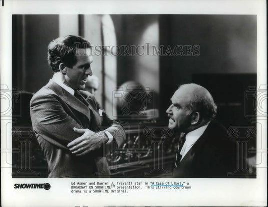 1984 Press Photo Ed Asner and Daniel J. Travanti star in A Case of Libel - Historic Images