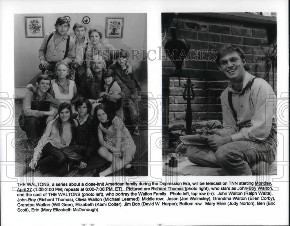 1998 Press Photo Richard Thomas, Ralph Waite, Michael Learned of The Waltons - Historic Images