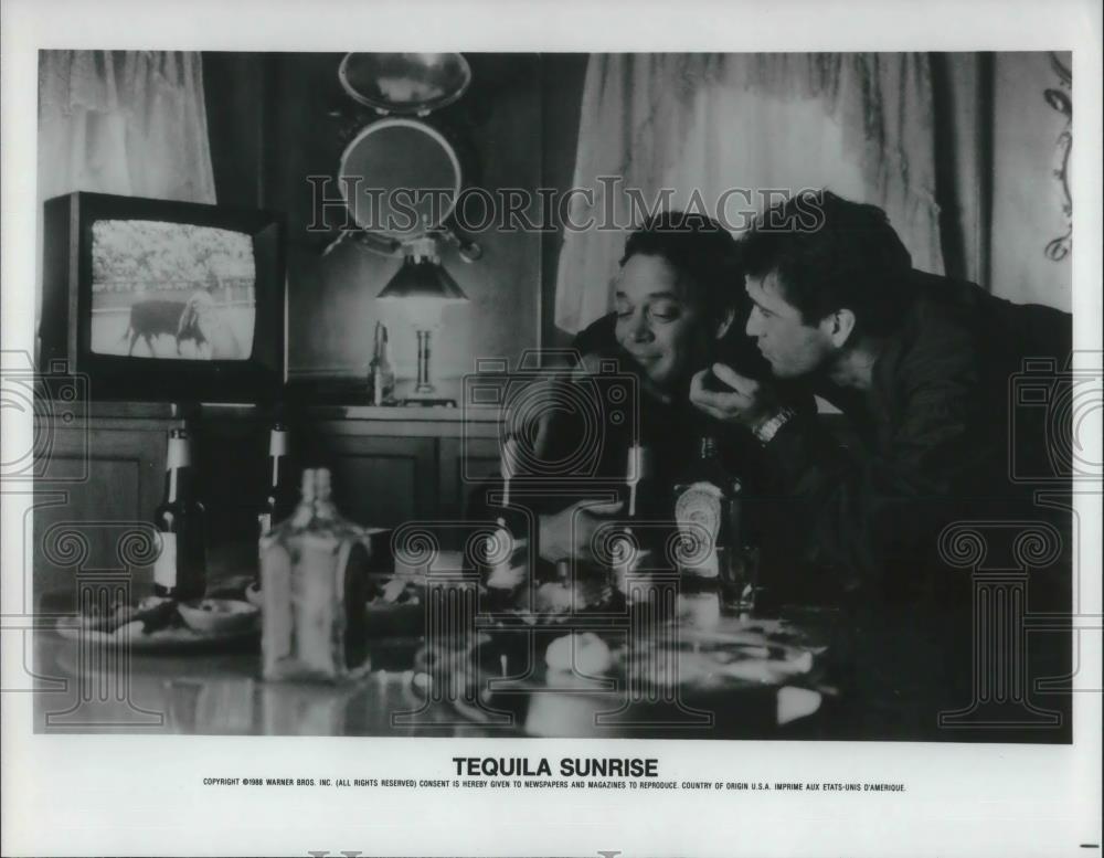 1988 Press Photo Raul Julia and Mel Gibson star in Tequila Sunrise - cvp10056 - Historic Images