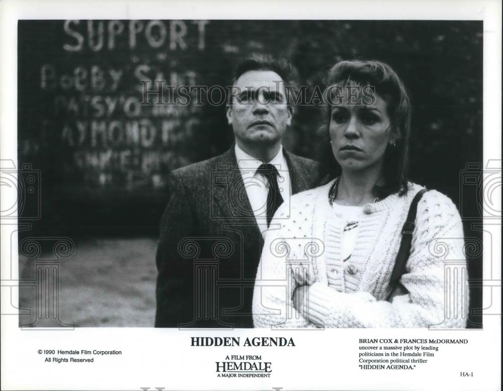 1991 Press Photo Brian Cox and Frances McDormand in Hidden Agenda - cvp10272 - Historic Images