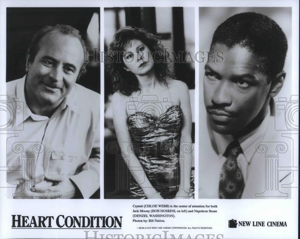 1990 Press Photo Chloe Webb Bob Hoskins and Denzel Washington in Heart Condition - Historic Images