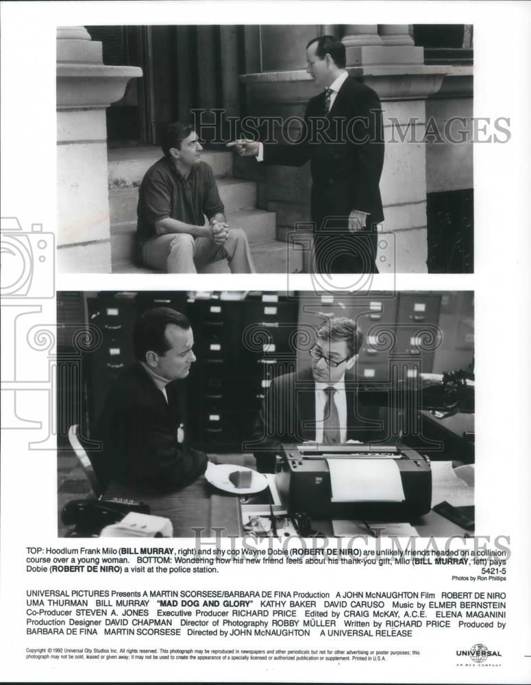 1994 Press Photo Bill Murray &amp; Robert De Niro in Mad Dog &amp; Glory - cvp09837 - Historic Images