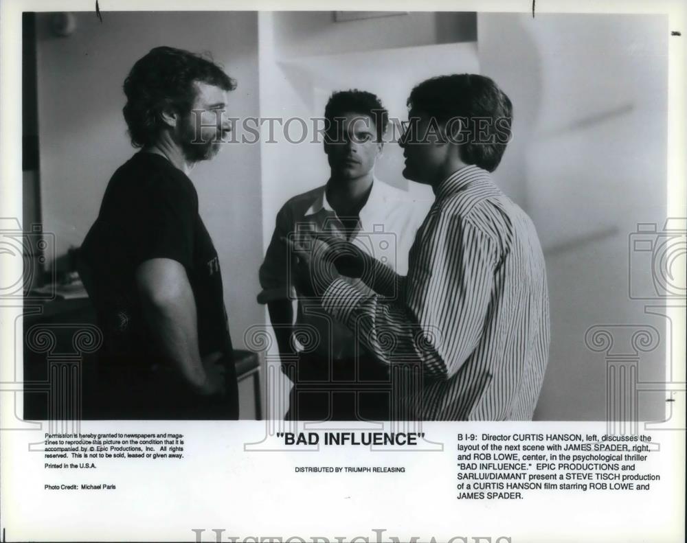 1990 Press Photo Director Curtis Hanson &amp; Rob Lowe in Bad Influence - cvp16364 - Historic Images