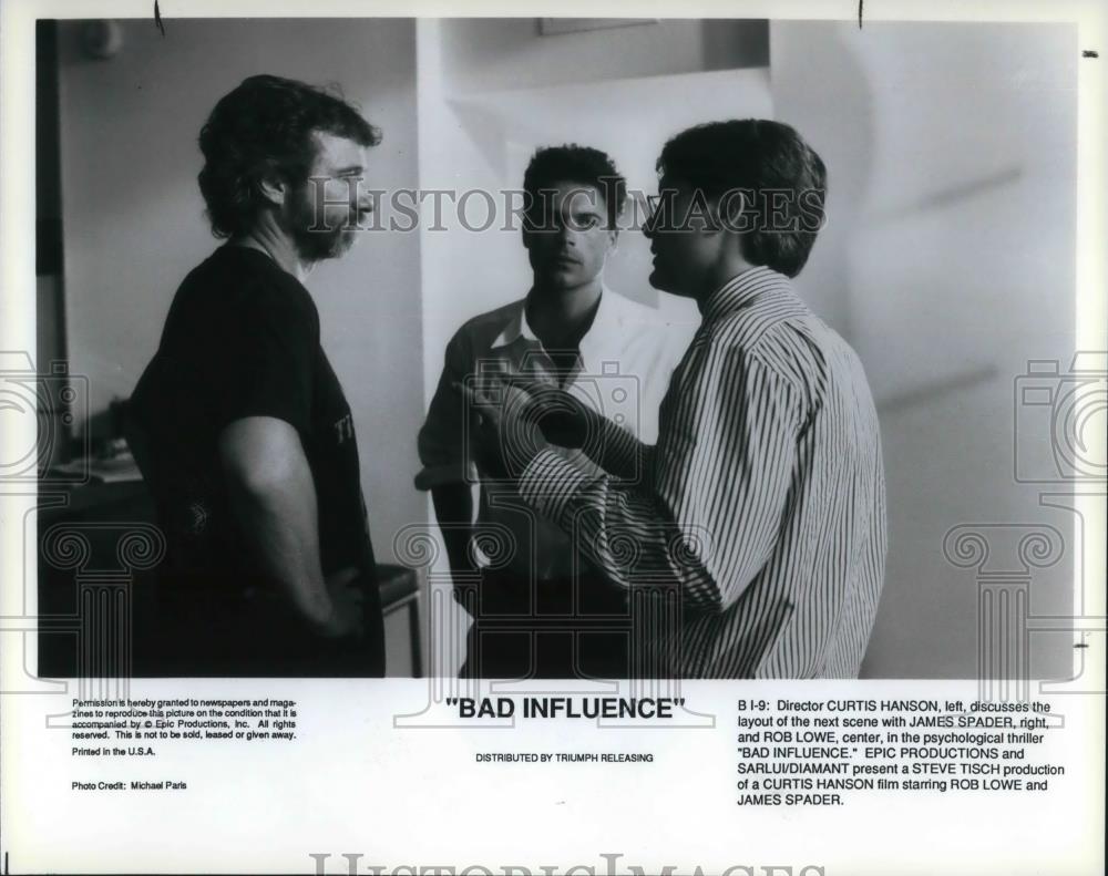 1990 Press Photo Director Curtis Hanson & Rob Lowe in Bad Influence - cvp16364 - Historic Images